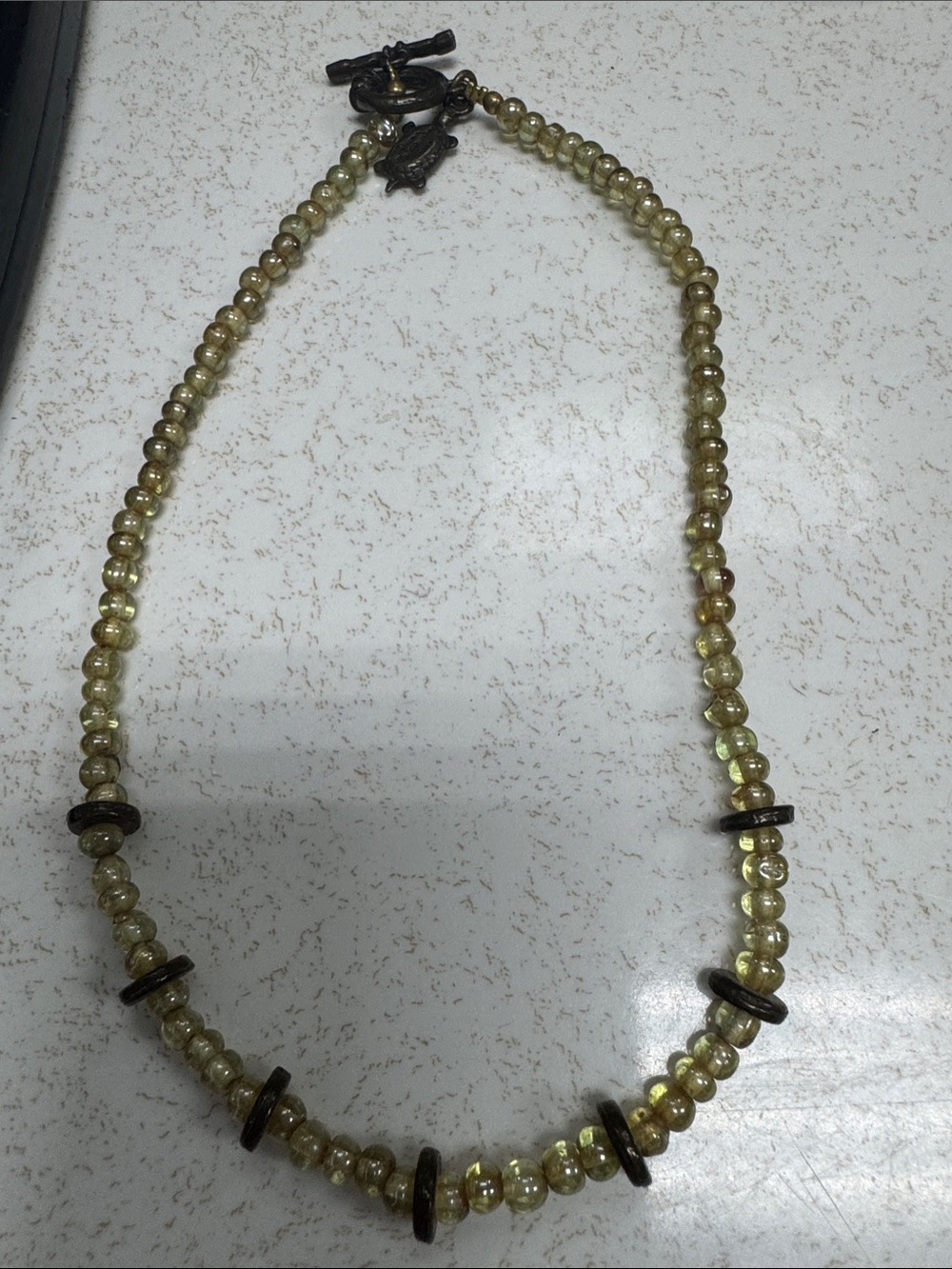 Pale Yellow Glass Bead Necklace with silver Accents - Unbranded